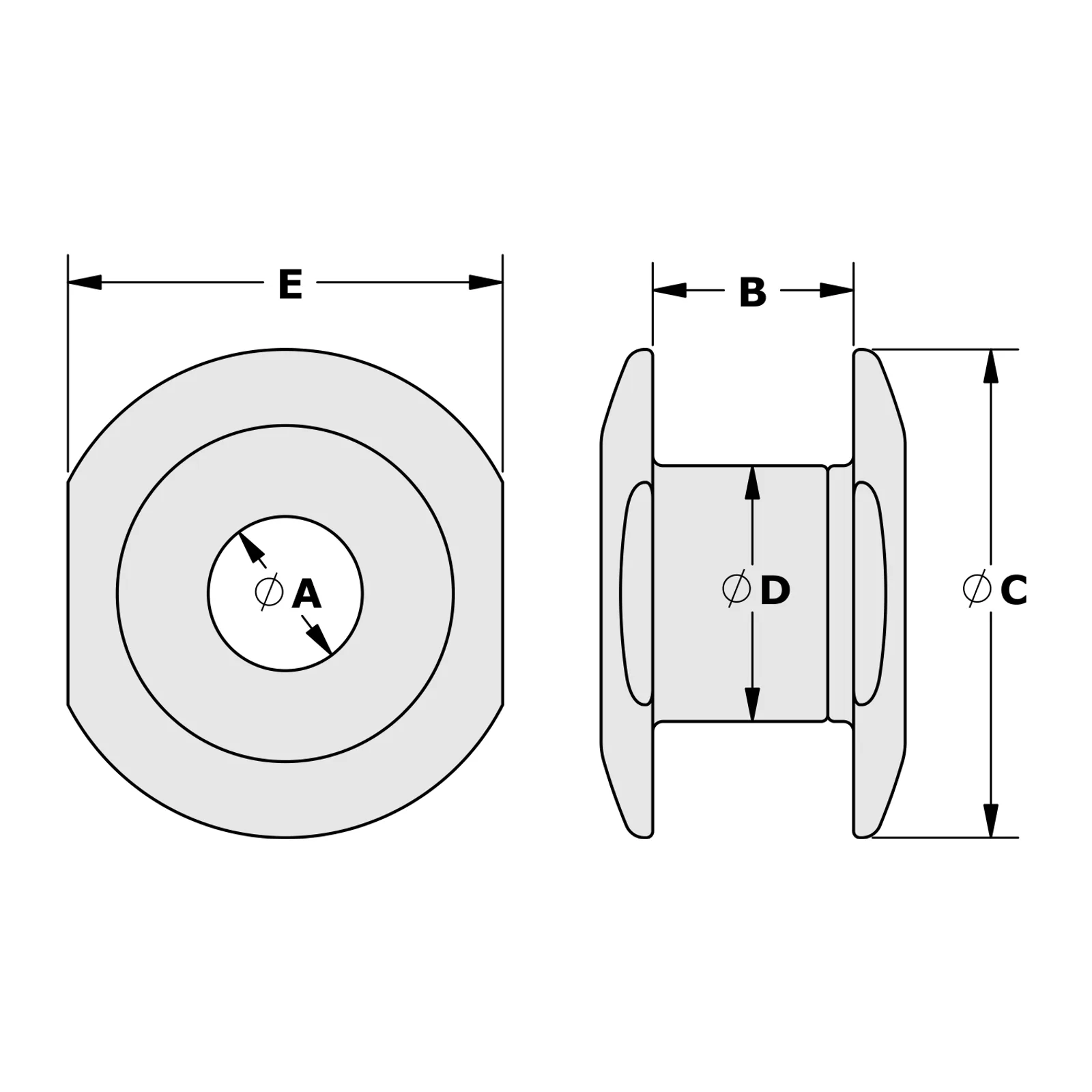Two-Piece 12mm Rope Bushing 16-22mm